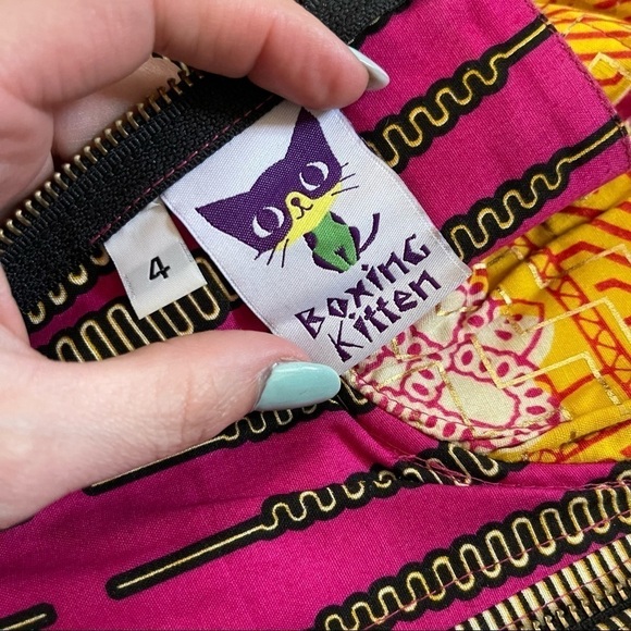 Boxing Kitten Tam Tam Strapless Peplum Vibrant Geometric Print Mini Dress sz 4 - Picture 7 of 11